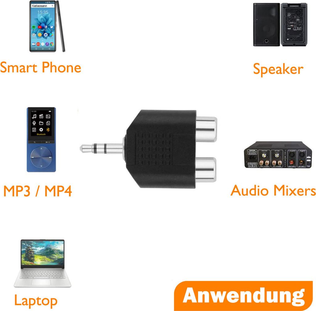 Goobay Cinch-Adapter. AUX-Buchse 3,5 mm Stecker auf 2 Produktbild 4