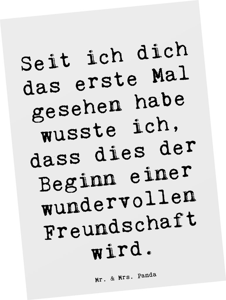 Mr. & Mrs. Panda Postkarte Spruch Neue Freunde finden - Weiß - Geschenk, Ansichtskarten, Postkarten, Freundschaft Zitate, Fotokarte, sind Familie,...