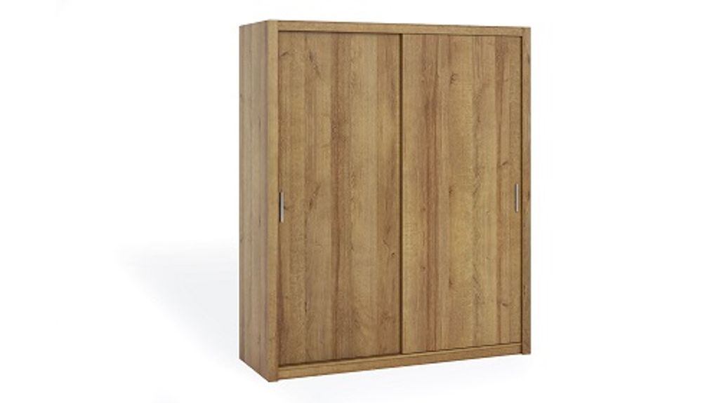 FurMeb24 Schiebetrenschrank BONO 180 cm Kleiderschrank Ohne Spiegel, 2-triger Schiebeschrank (Eiche Gold / Eiche Gold)