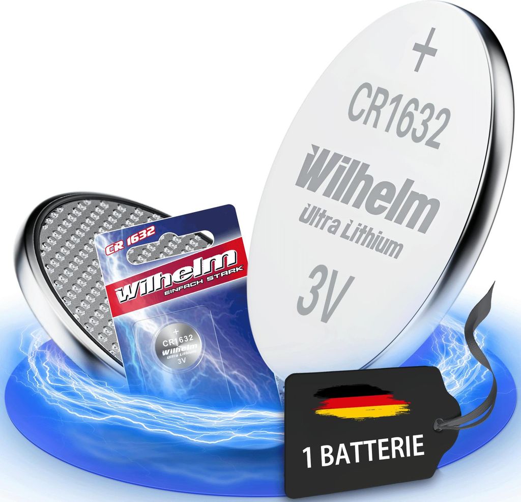 1 x CR1632 WILHELM Blister Lithium Knopfzelle 3V 140 mAh Produktbild 