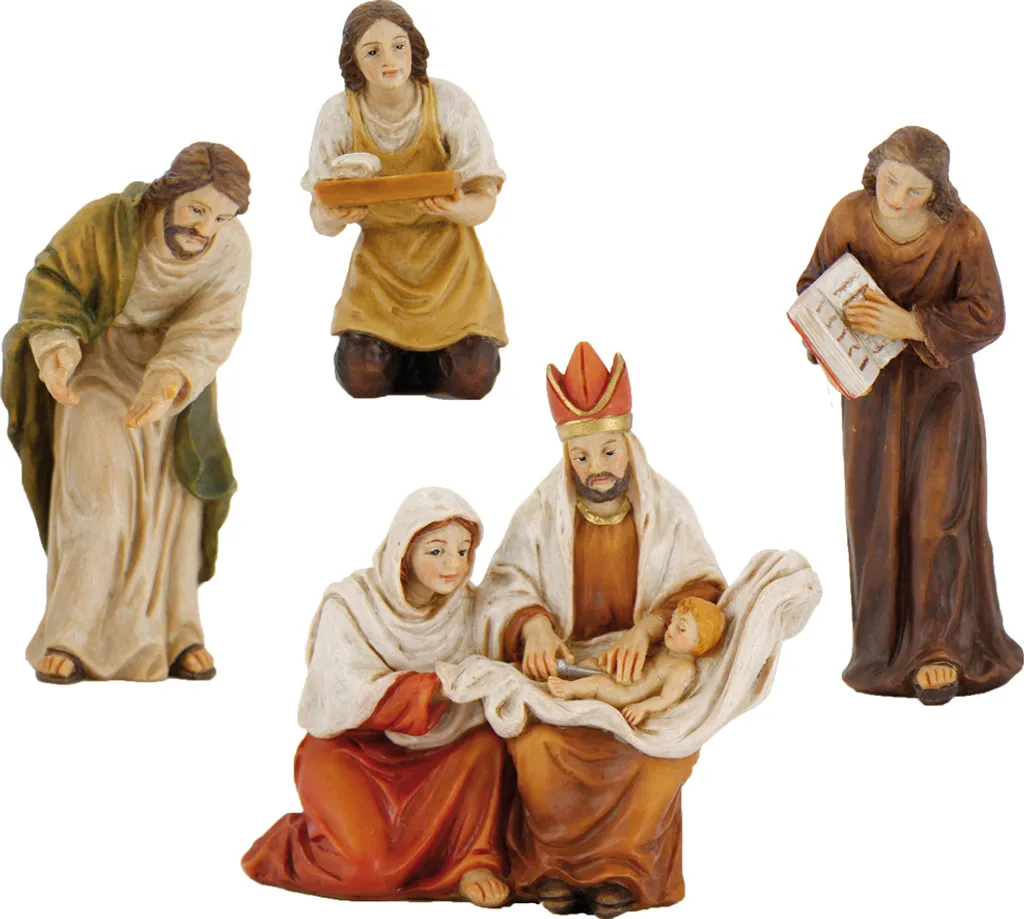 Set 4 Figurine Circoncisione Gesù FADEDA 9cm per Presepe Natale