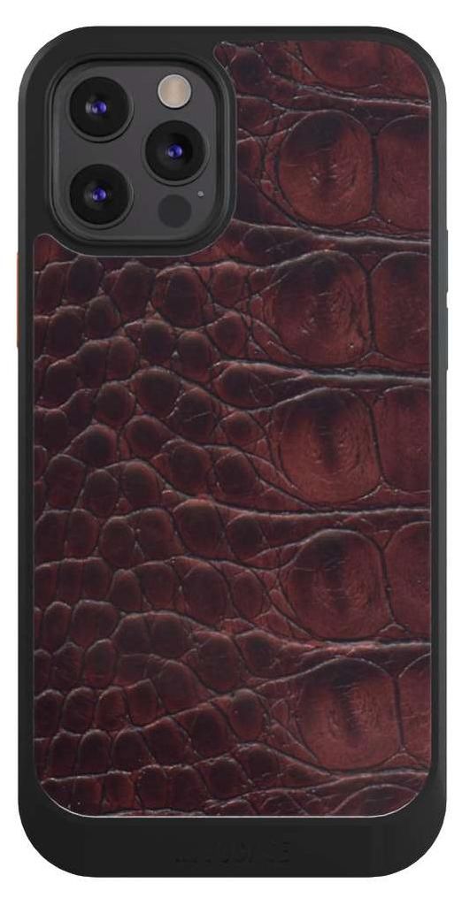 NIVOCASE Hülle für Apple iPhone 12 Pro Handyhülle NIVOcore Case Schwarz Animalprint Krokodil Leder