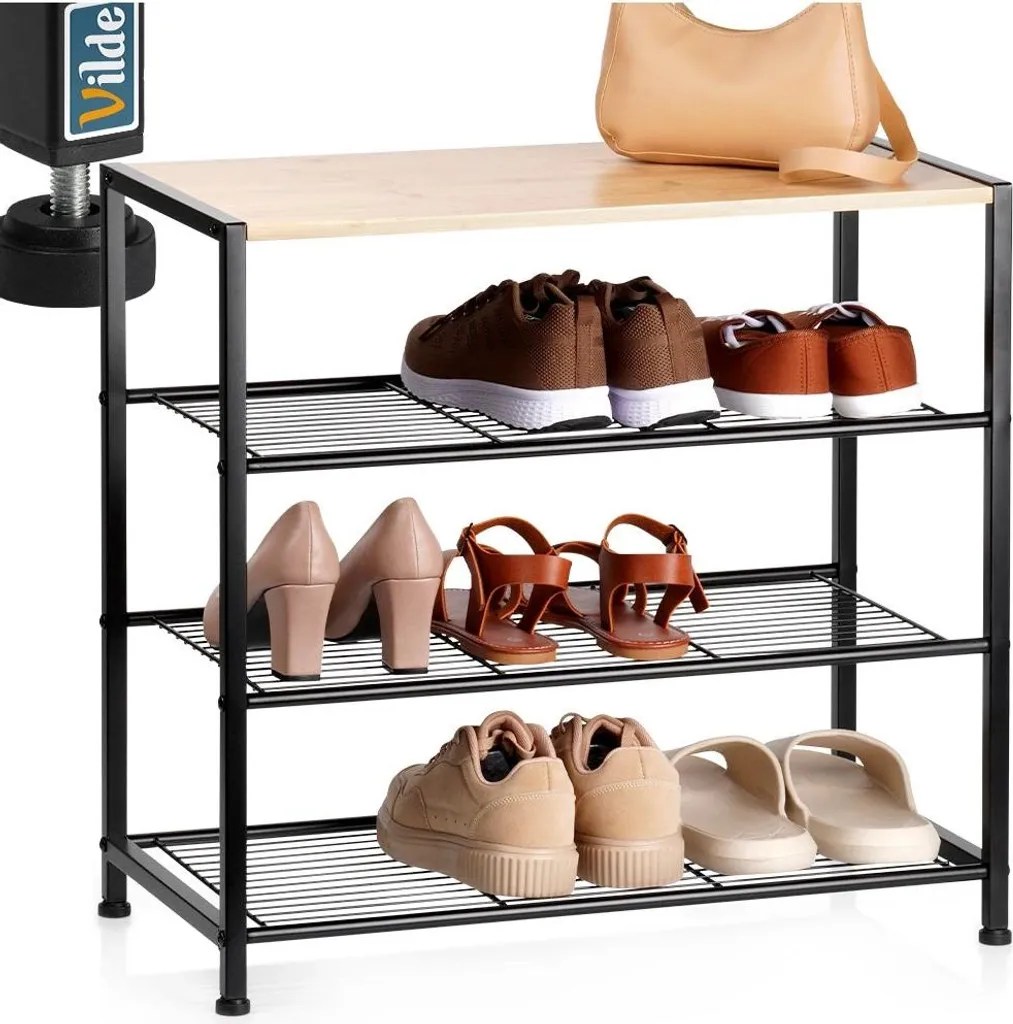 Étagère chaussures métal 4 niveaux noir : robuste, compacte et stable - 9