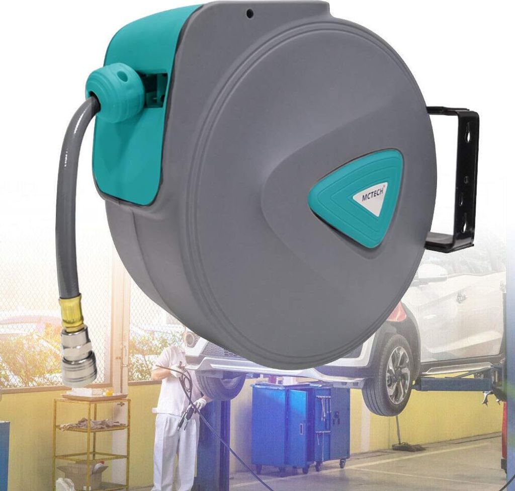 YARDIN 20m Druckluftschlauch Aufroller automatisch 1/4" Anschluss Schlauchtrommel Wandschlauchhalter Automatik Druckluft Schlauchaufroller Druckluf...