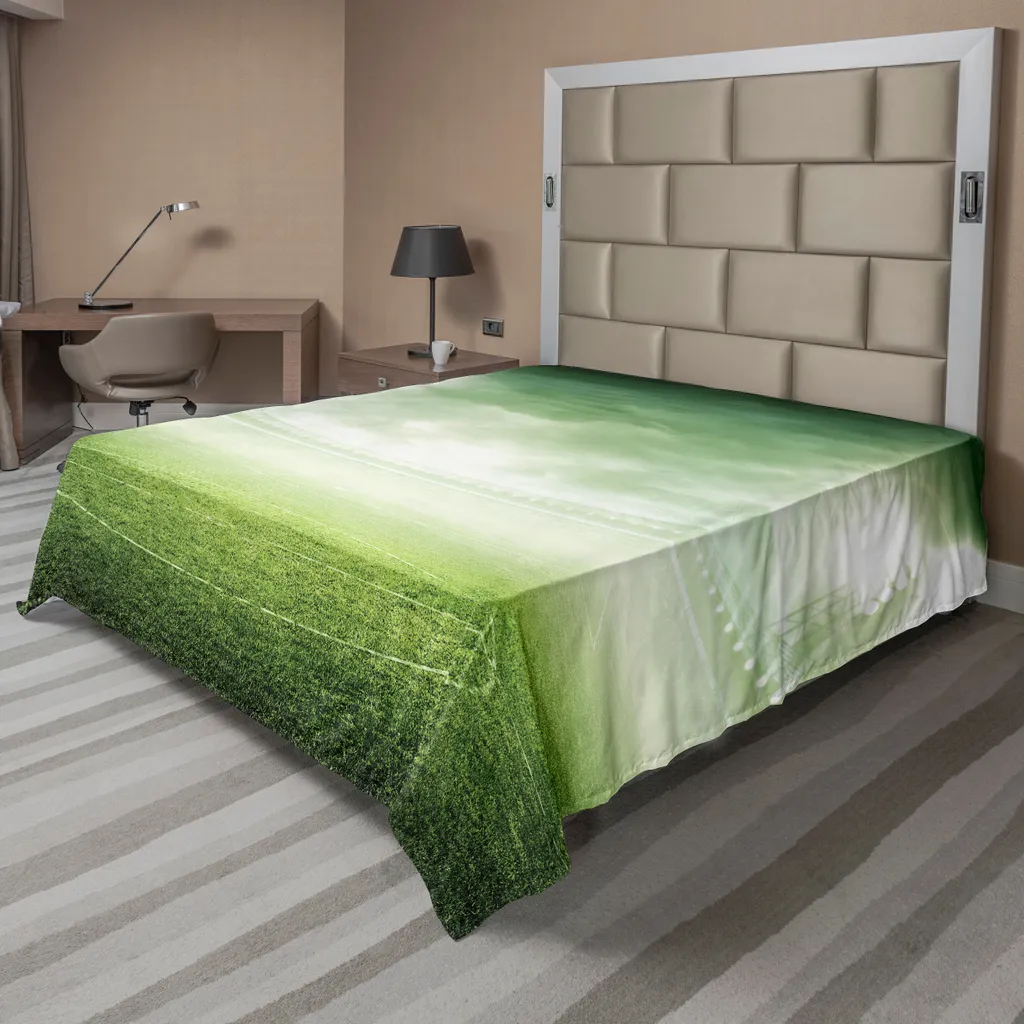 Drap de lit thème Foot stade de nuit, linge de lit imprimé 244x205 cm