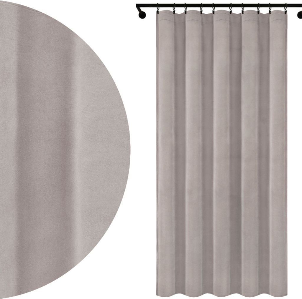 Fertig Vorhang aus Velours mit Kräuselband 140x250 cm Grau Blickdichte Gardine für Wohnzimmer