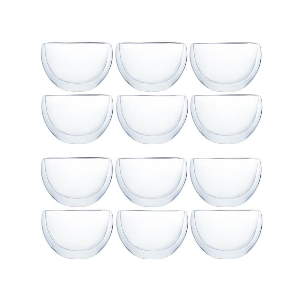 Klasique Doppelwandige Cappuccino Gläser 300ml – 12er Set extrabreit, Schwebeeffekt Teeglas, doppelwandige Gläser, hitzebeständig Doppelwandig