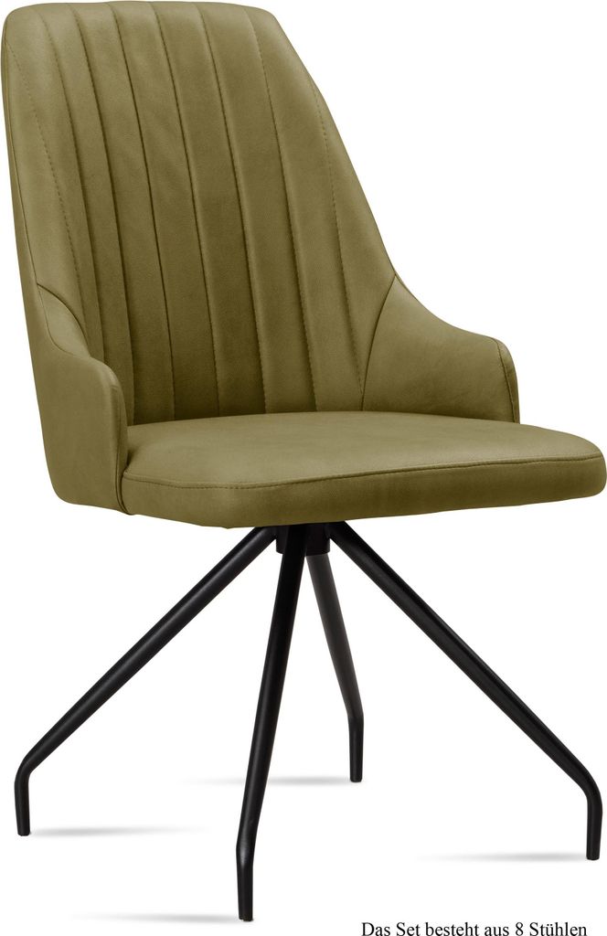 Esszimmerstuhl (8er-Set) Dilara 52x91x60 Schwarz/Olivgrün