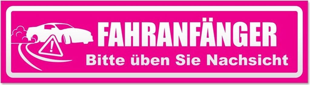 Kiwistar Fahranfänger Nachsicht invertiert Magnetschild Schild magnetisch - 60cm Pink - Magnetfolie für Auto PKW Kfz