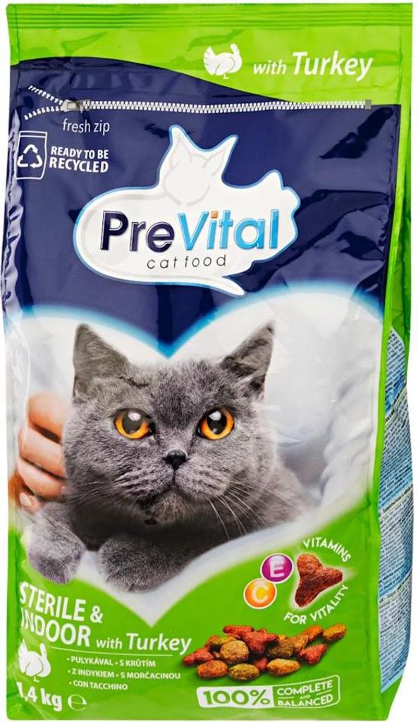 PreVital sucha karma dla kota Sterile&Indoor indyk 1,4kg Zdjęcie produktu 