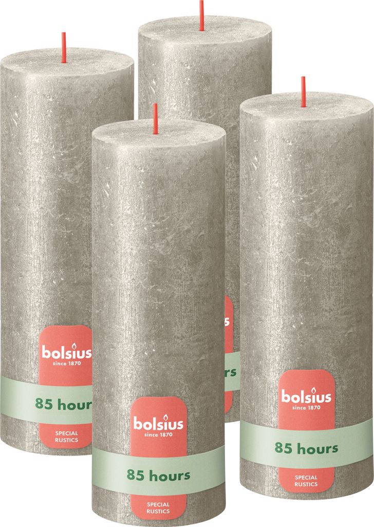 Bolsius 4er Set Kerzen, 19cm, champagne