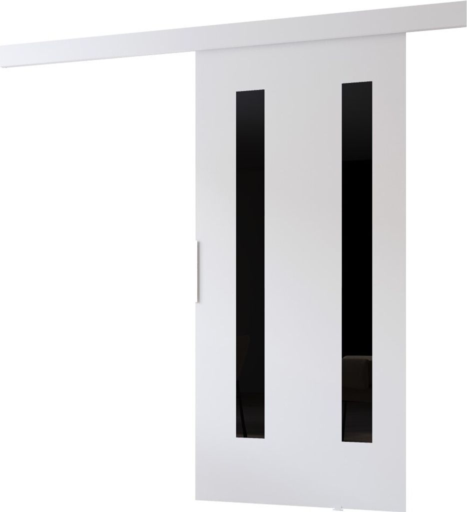 Minio, Schiebetür "CLEAN H", mit schwarzem Dekorelement, Zimmertür, 106cm, Weiße Farbe