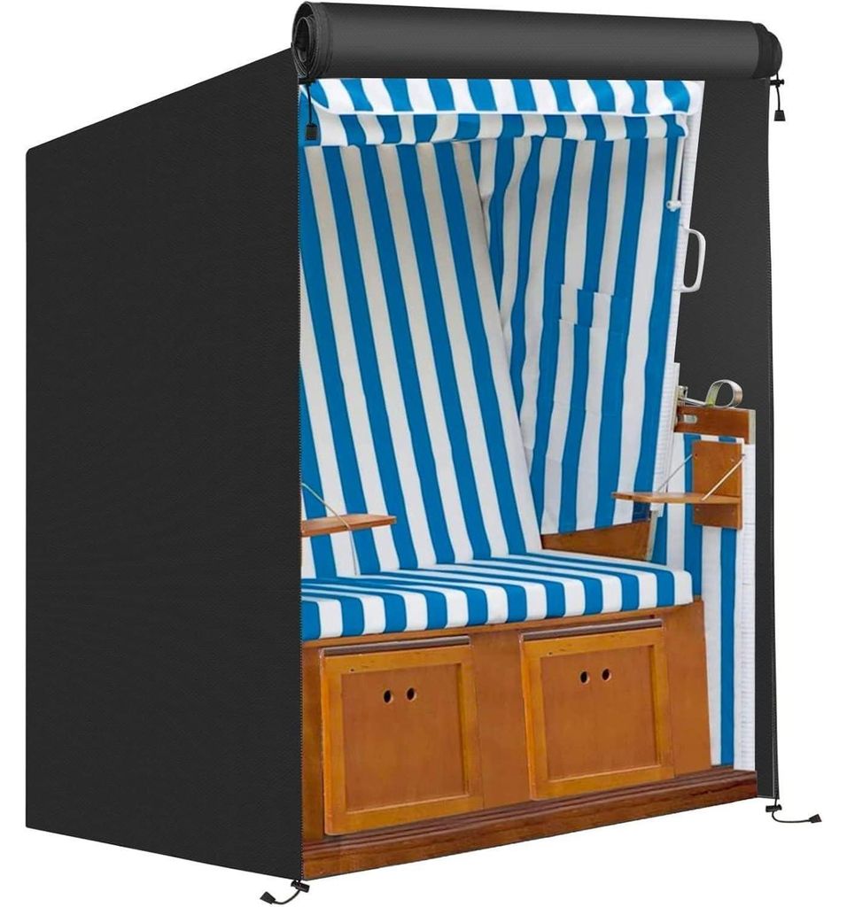 Strandkorfhoes, 600D, zwart, 600D Oxford-stof - 120 x 90 x Productafbeelding 