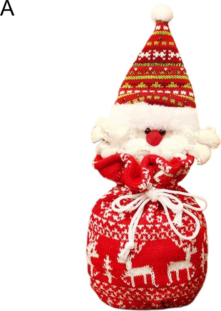 Apfel-Geschenktüte, schöne 3D-Dekoration, Weihnachtsmann, Schneemann, Stoff, Weihnachts-Geschenktüte mit Kordelzug für Kinder-A