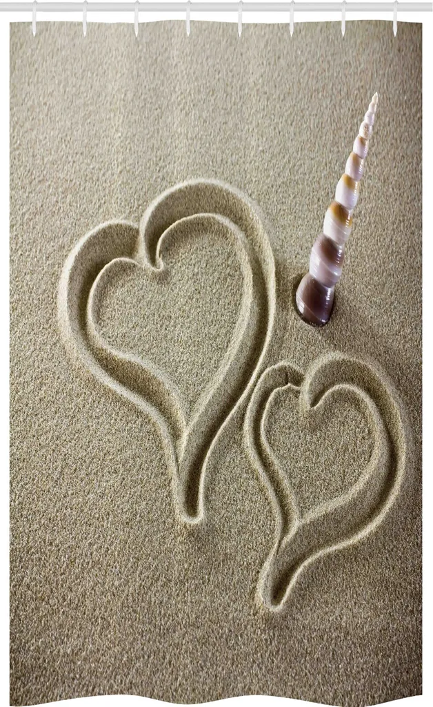 Tenda Doccia ABAKUHAUS 120x180 Tessuto Impermeabile Hearts & Sand