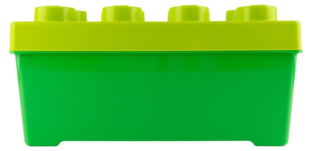 Grüne Aufbewahrungsbox – Kreatives Aufbewahrungssystem im LEGO-Design | Mittelgroß mit Deckel & stapelbar