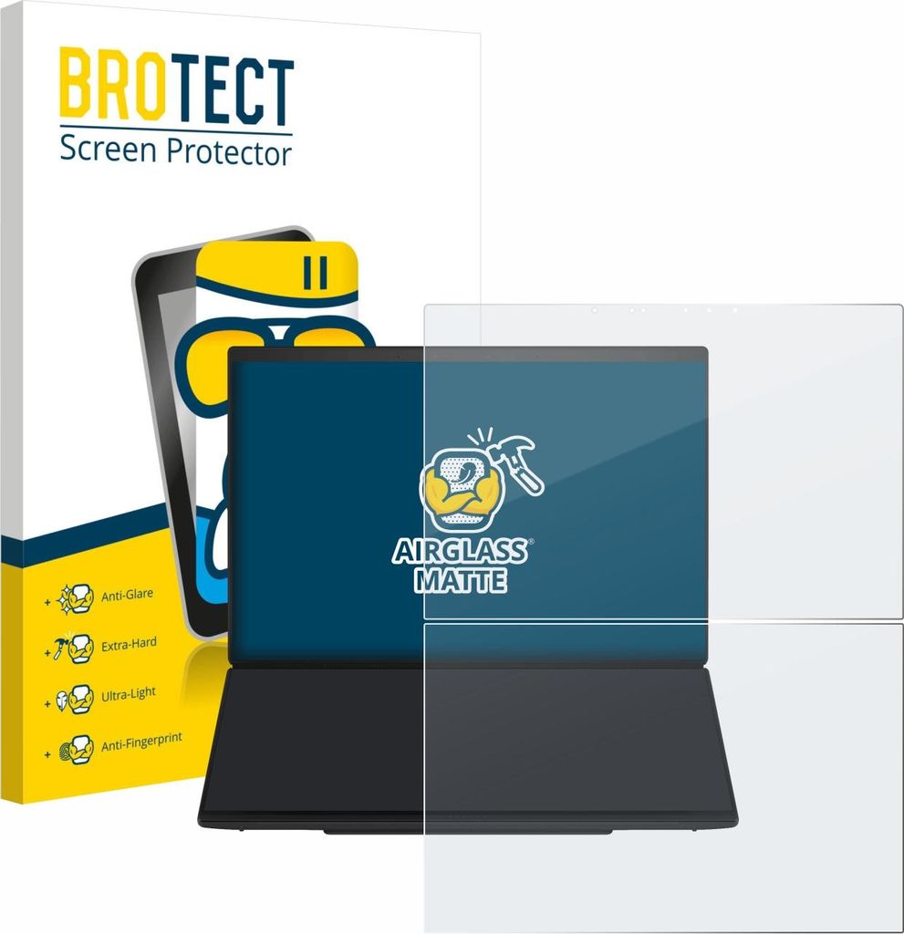 BROTECT Entspiegelungs Schutzglas für ASUS ZenBook Duo UX8407 Schutzfolie Panzer Folie Glas Display Schutz matt