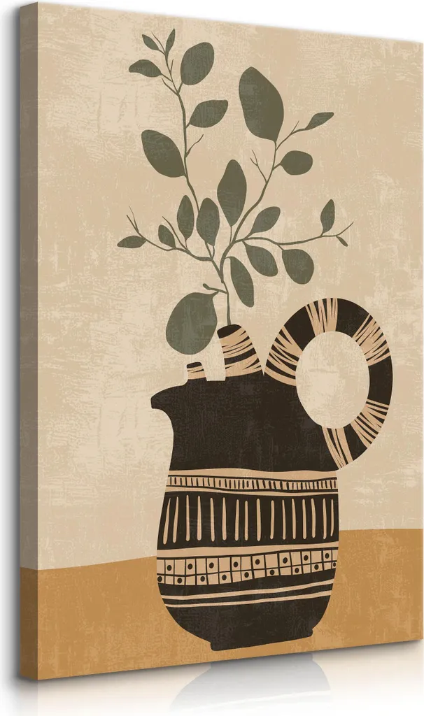 Muralo Canvas tela BLÄTTER brocca astrazione stile boho per camera da letto l. 70cm x h. 100cm