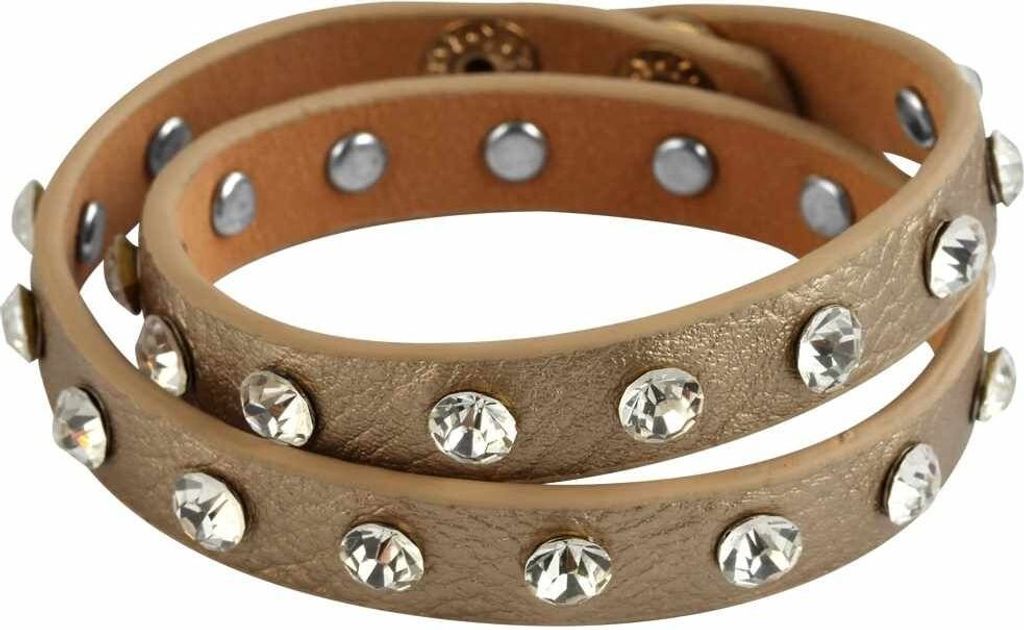 Wickelarmband aus Kunstleder und Metall in Grau