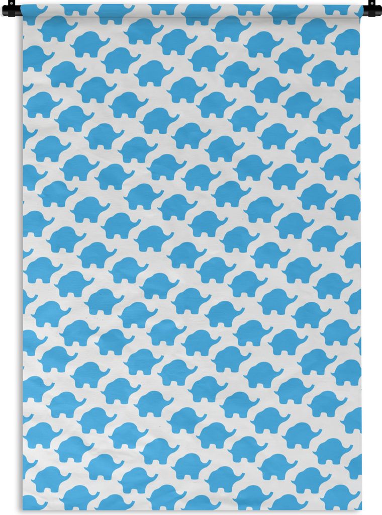 MuchoWow Wandteppich Wandbehang Blau - Elefant - Design 120x180 cm Tapisserie Dekoration Wandtuch - Schlafzimmer - Dekorationen für das Haus