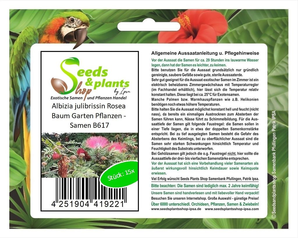 15x Albizia julibrissin Rosea Baum Garten Pflanzen - Samen B617