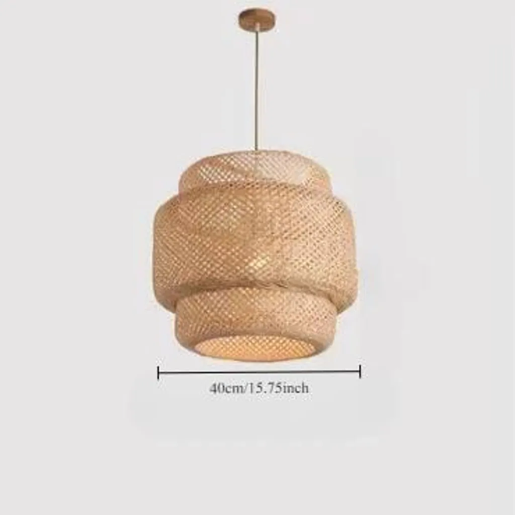 Lampada a sospensione, materiale bambù, paralume intrecciato a mano, 40 cm, lampadina non inclusa