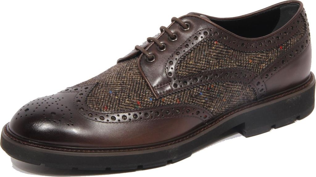 G2348 scarpa allacciata TOD'S DERBY 46A brown leather/fabric shoe men