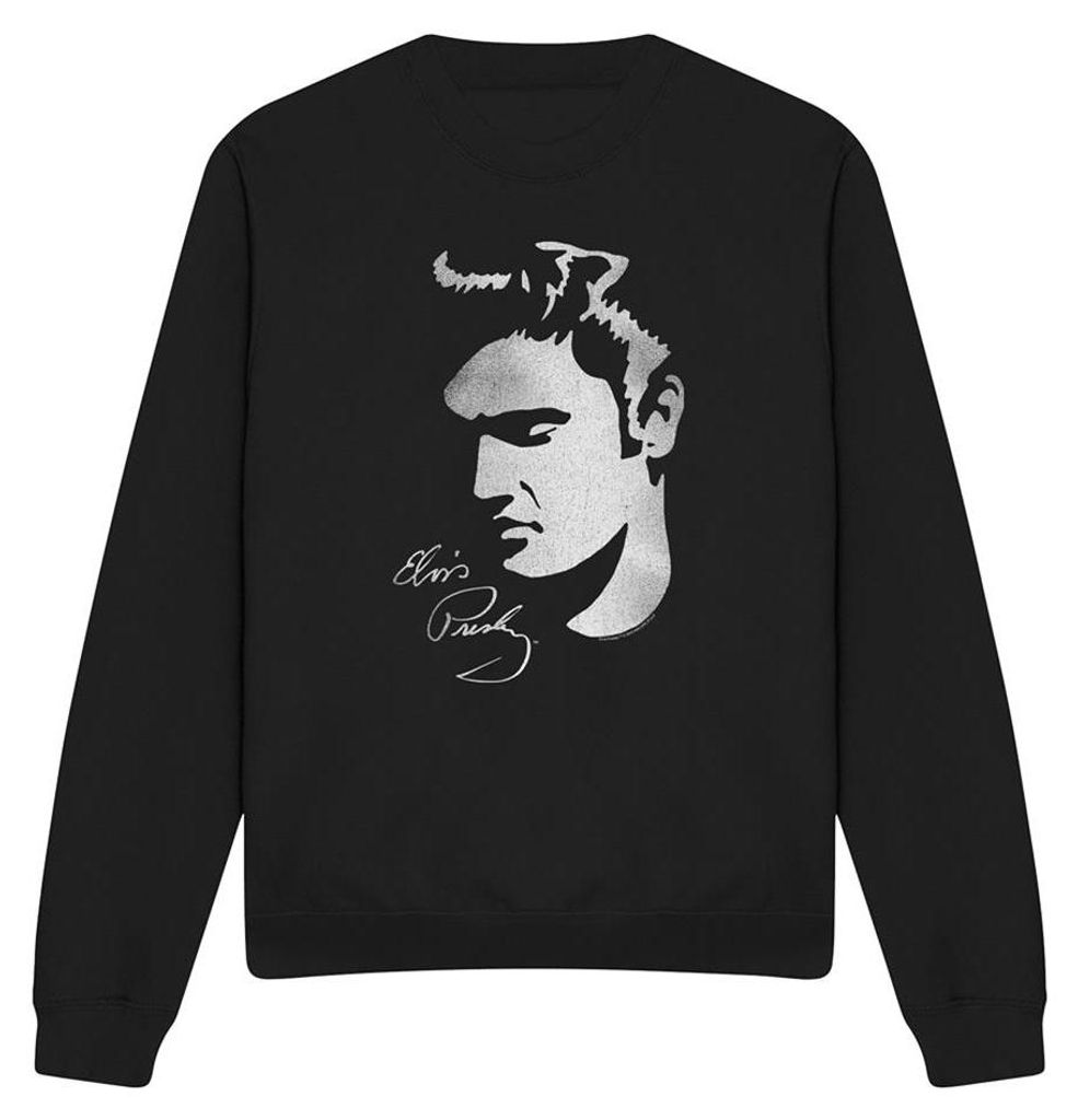 Elvis Presley - "Simple Face" Sweatshirt für Herren/Damen Uni TV33723 (XXL) (Schwarz)