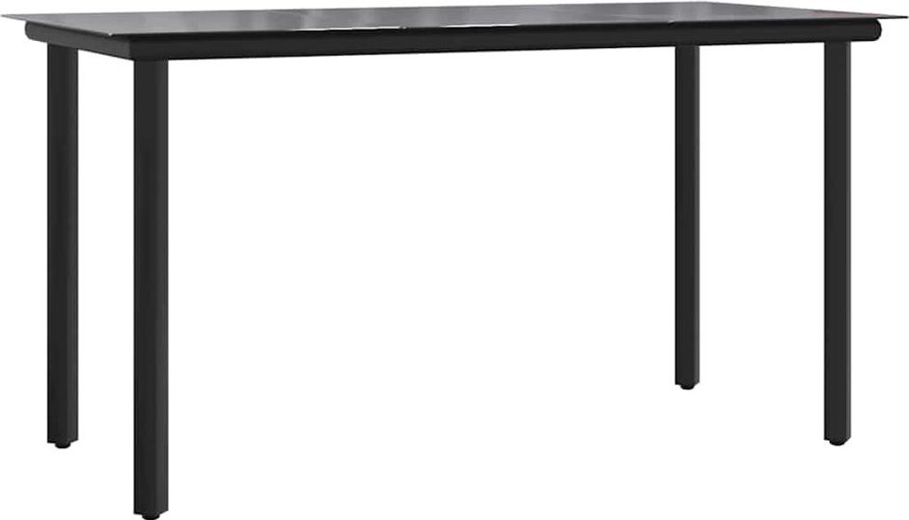 vidaXL Garten-Esstisch Schwarz 200x100x74 cm Stahl und Hartglas