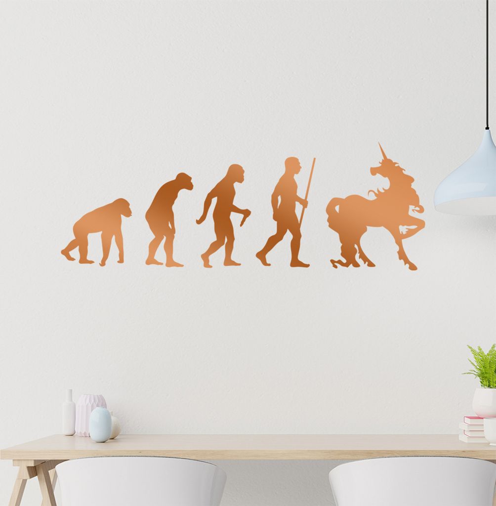 Einhorn Glitzer Evolution Wandtattoo Wandaufkleber Wall Sticker - Dekoration, Küche, Wohnzimmer, Schlafzimmer, Badezimmer