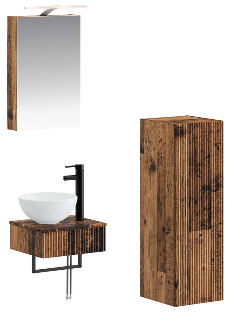 vidaXL Badezimmerschrank-Set 4 pcs Altholz 40 x 10,5 x 60,5 cm
