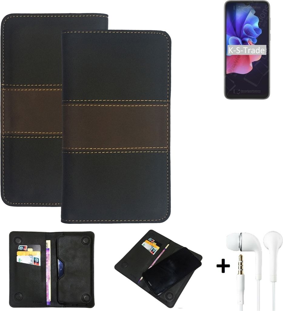 K-S-Trade Handyhülle + Kopfhörer kompatibel mit Blackview A55 Pro Schutzhülle Walletcase Bookstyle Tasche Schutz Case Hülle Wallet Cover
