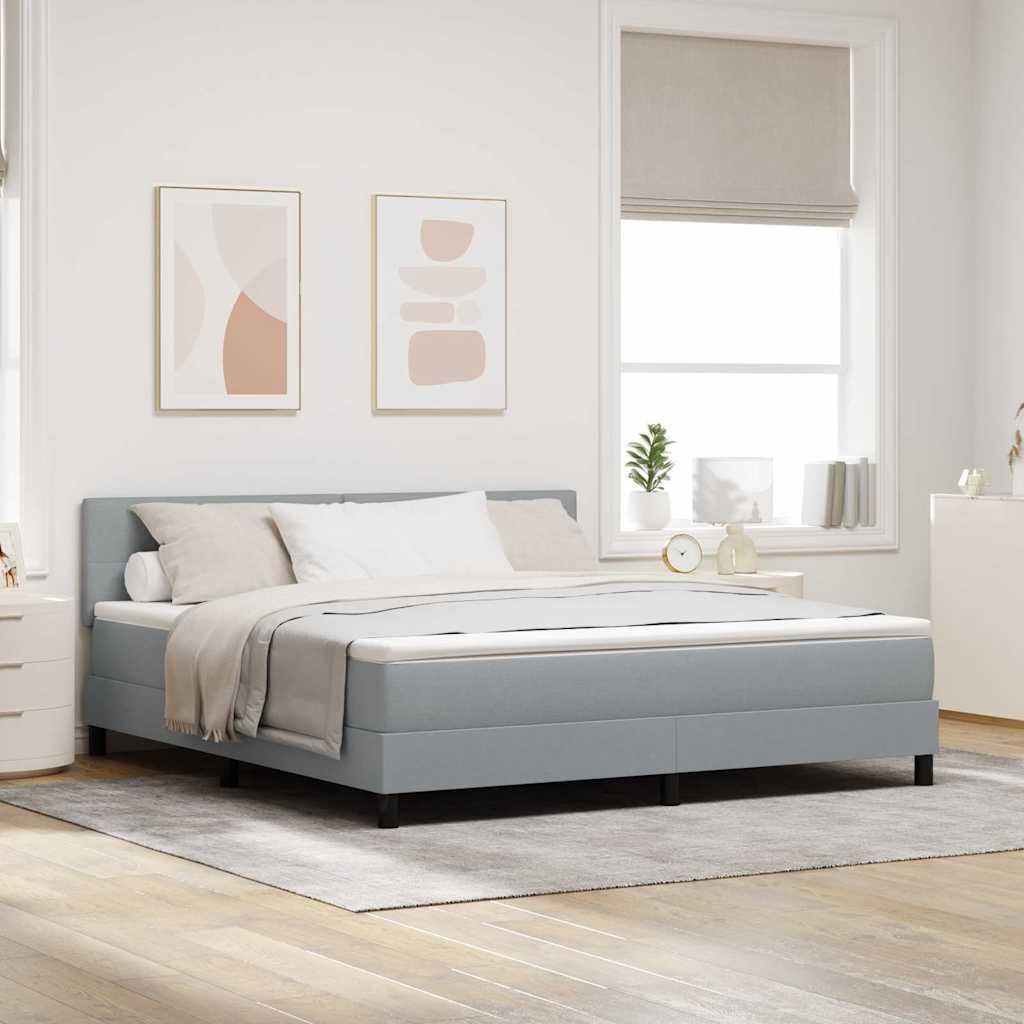 Maison Exclusive - Boxspringbett mit Kopfteil Hellgrau 180 x 200 cm Stoff