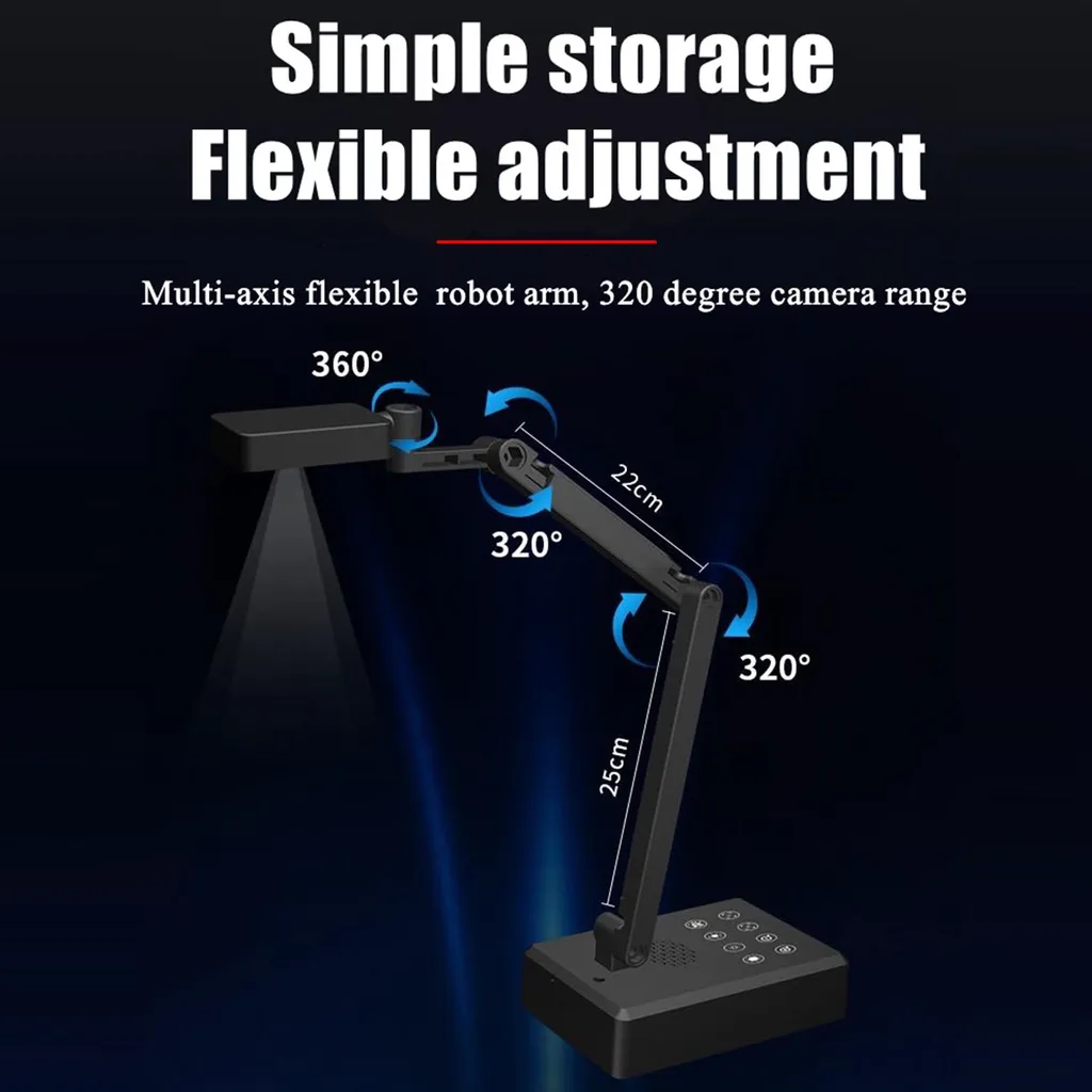 Caméra Document USB 4K 16MP Visualiseur d'Image Pliable pour PC et Mac