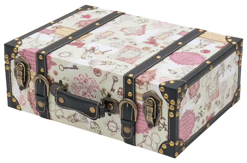 Vintage Holzkoffer mit Barock Design von HMF mit 38 cm Breite in verschiedenen Größen