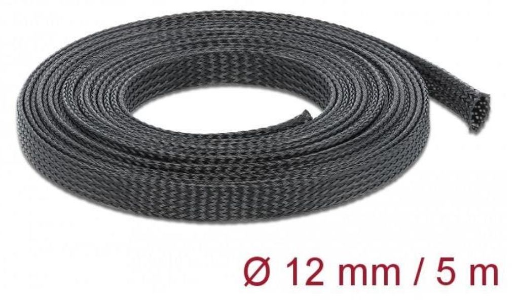 DELOCK Geflechtschlauch dehnbar 5m x 12mm schwarz