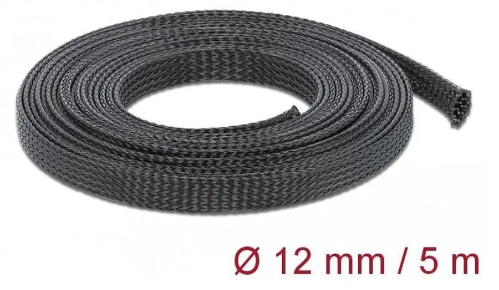 Gaine extensible Delock 12mm noire 5m - Haute résistance et flexibilité