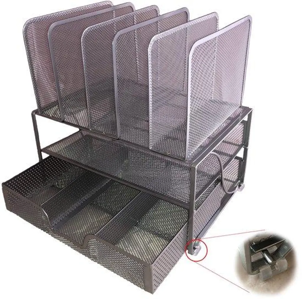 Range-documents en treillis métallique gris pour dossiers et courrier