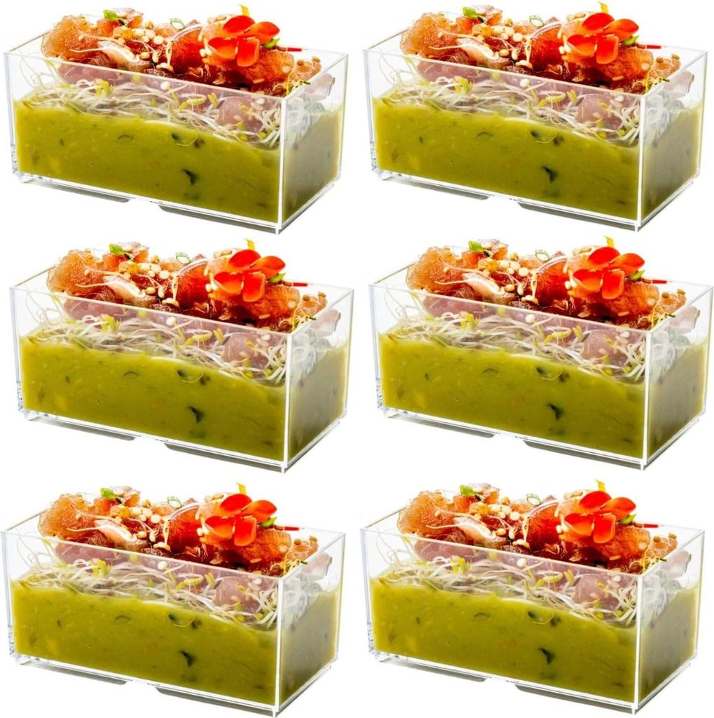Plastische Dessertbecher 140 ml rechteckig durchsichtig für Pudding Mousse Servierschale 50 Stück 9,8 x 4,7 cm