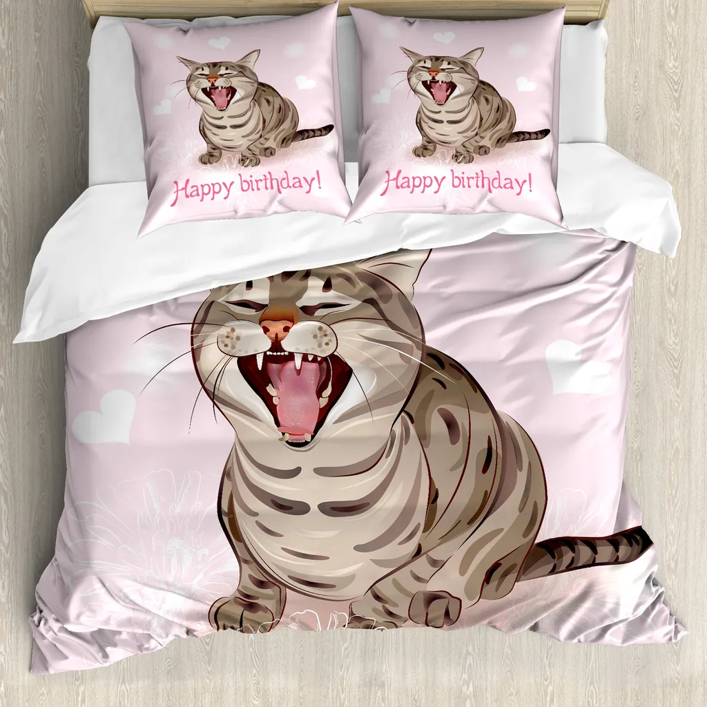 Linge de lit pour chambre d'enfant motif chat chanson rose bébé 200x200 cm