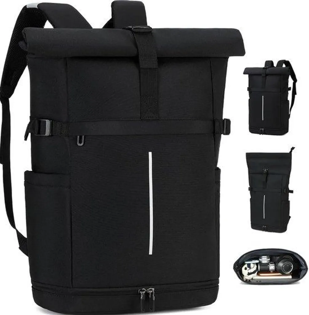 Sac à dos travail et vélo noir étanche pour ordinateur portable 15,6"