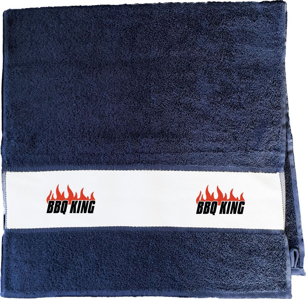 Huuraa Handtuch BBQ King Flammen 50x100cm French Navy Baumwolle Handtuch Geschenkidee
