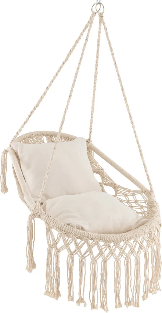 Siège Suspendu Bohème Beige, Balançoire avec Coussins pour Détente