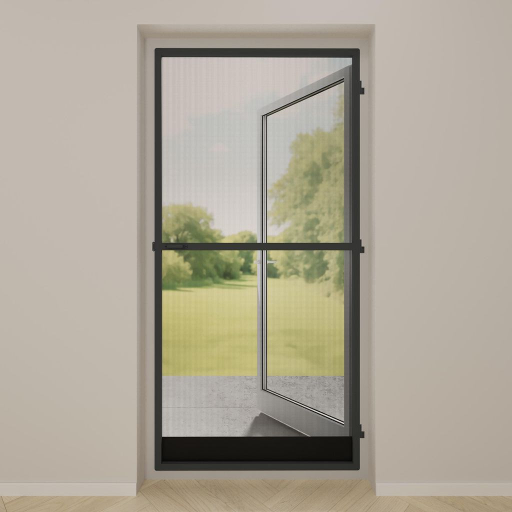 DTCH Insektenschutztür mit Scharnieren – Inkürzbar – Schwarzes Netz – Anthrazit – 105 x 215 cm
