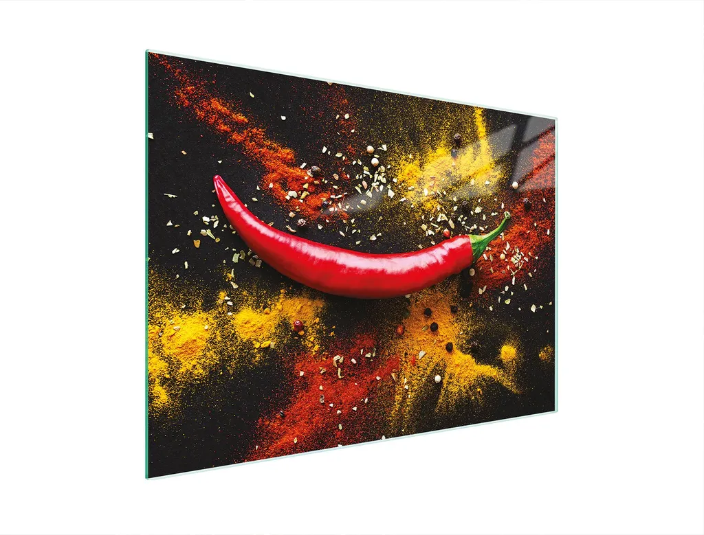 Tagliere in Vetro Temperato 30x22 cm Peperoncino | Copriforno Universale