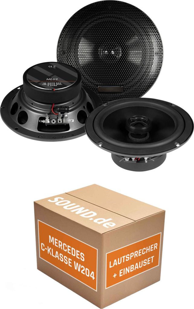 Lautsprecher Boxen Einbaupaket hinten Musway ME62 passend für Mercedes C-Klasse W 204 + Limousine | 80W RMS hoher Wirkungsgrad