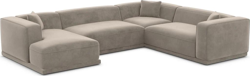 Samtstoff U-Form XXL Wohnlandschaft Diora Taupe Links