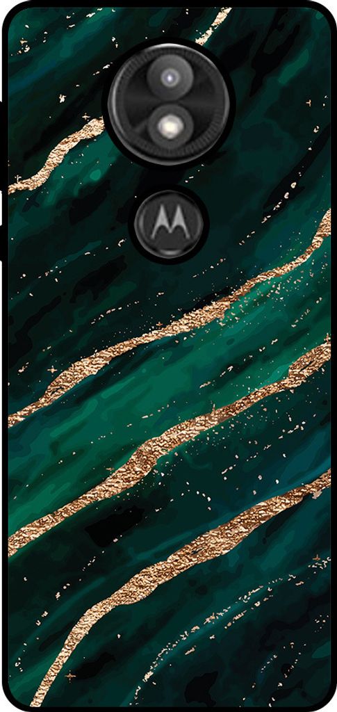 Smartphonica Phone Case Fit für Motorola Moto E5 Plus mit Marmor-Druck - TPU zurück Abdeckung Fall Marmor-Design - Grün Gold