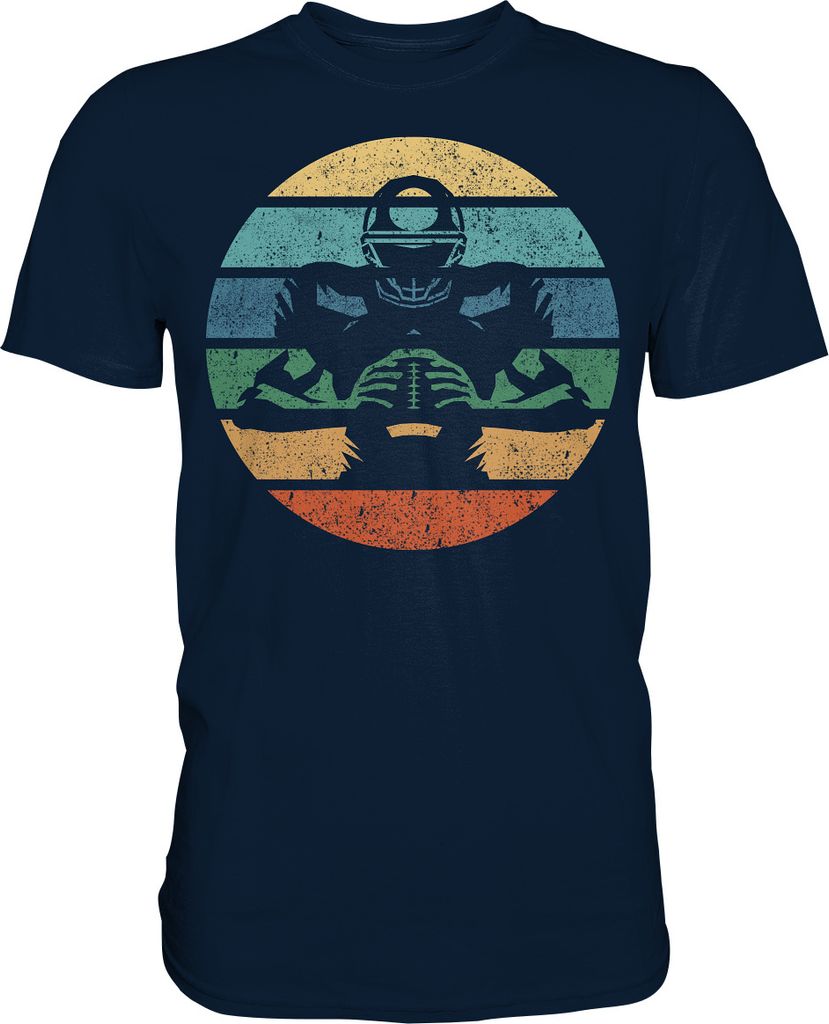 Retro American Football Spieler T-Shirt – Navy / 4XL Produktbild 