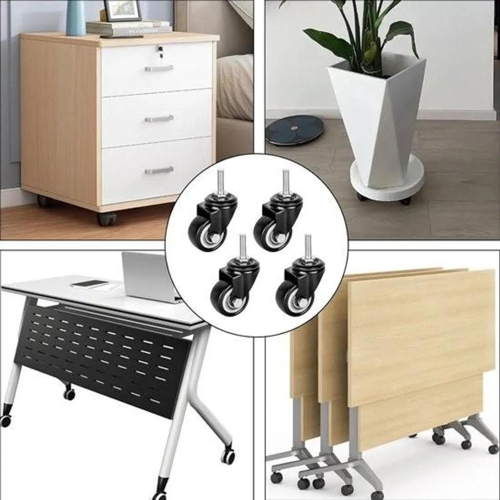 Roulettes pour fauteuils et meubles - Fixation M8 - Déplacement fluide